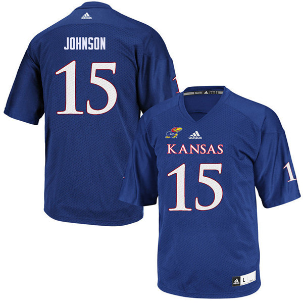 Men #15 Kyron Johnson Kansas Jayhawks College Football Jerseys Sale-Royal